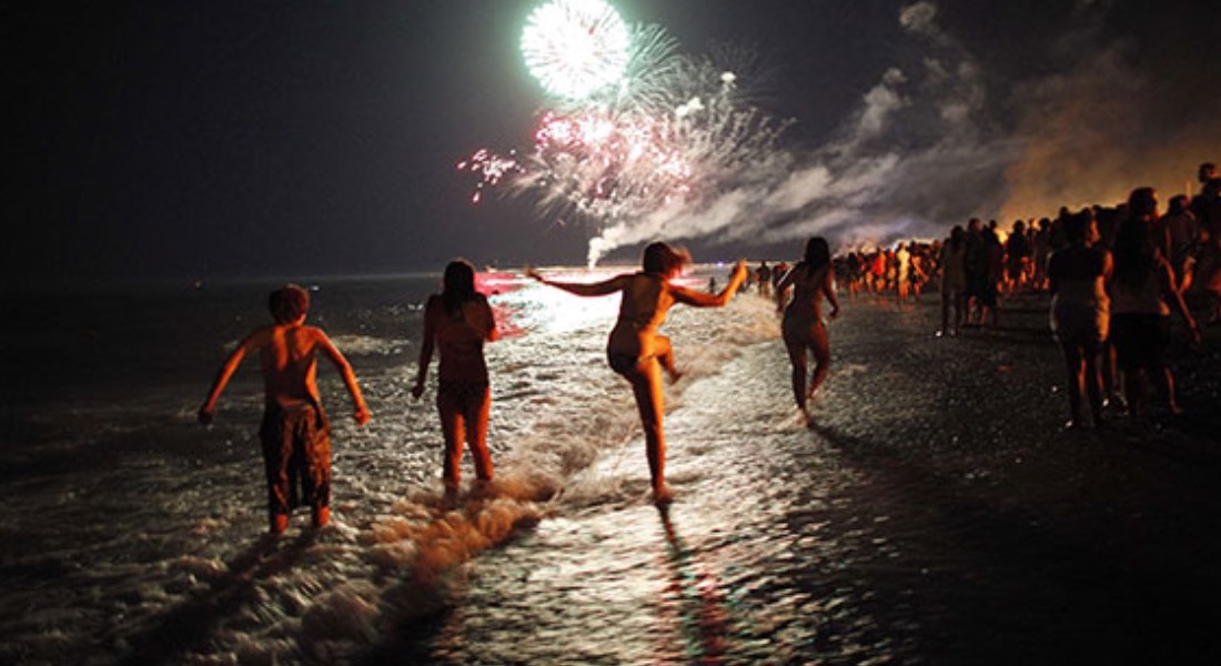 Go backwards into the water and jump over the bonfire!